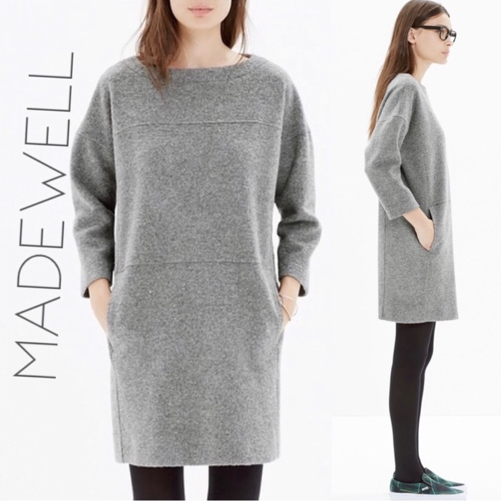 NEW Madewell Wool Blend Oversized Dress in Heather Gray